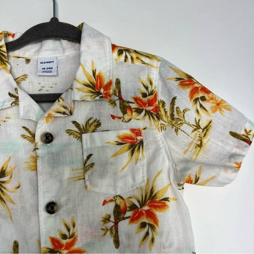 Short-Sleeve‎ Linen-Blend Pocket Shirt for Boys 18-24 M